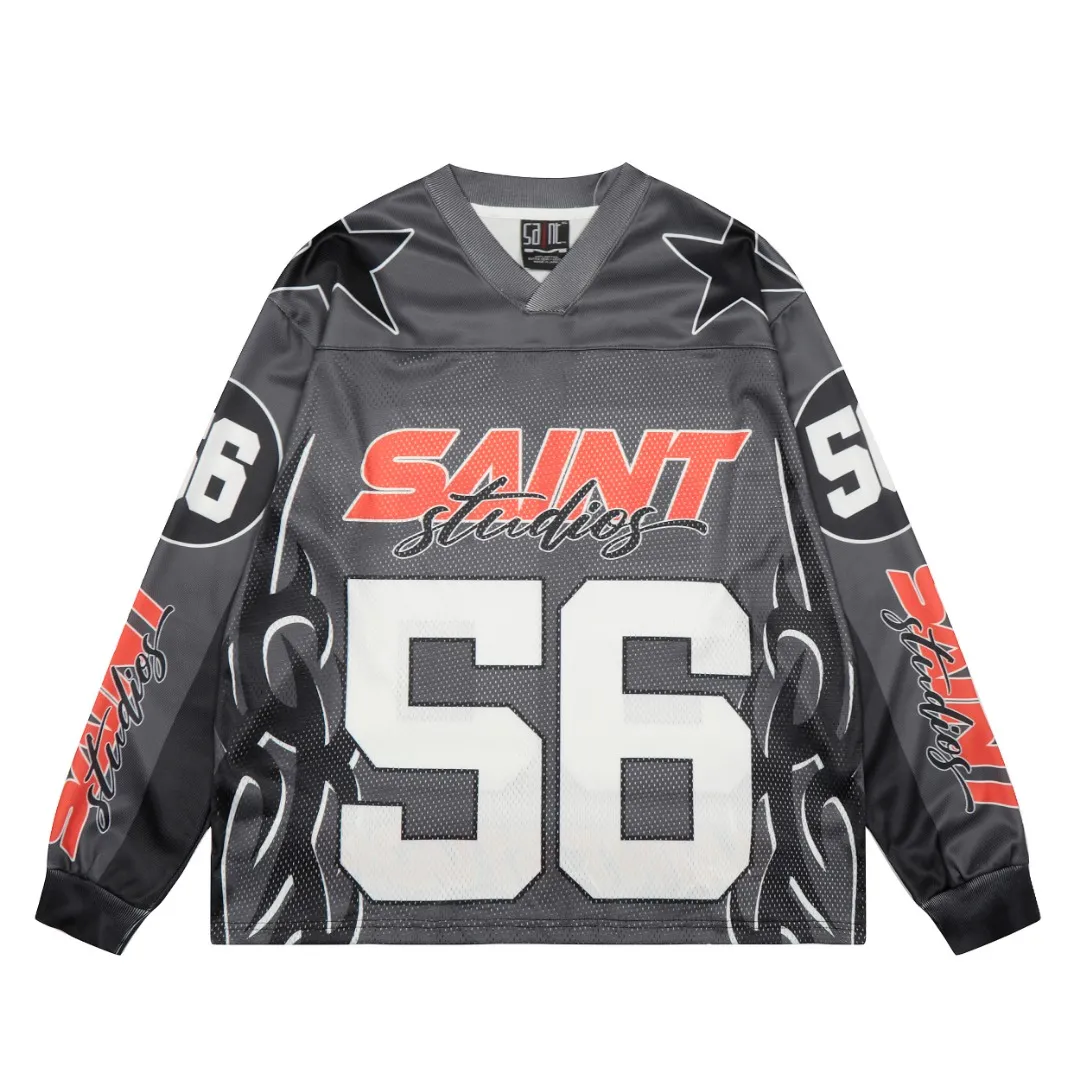 SAINT MICHAEL mesh splicing long-sleeved vintage bottoming shirt Style number: S3607 Size: M L XL Wholesale price: 136 Color: Picture color